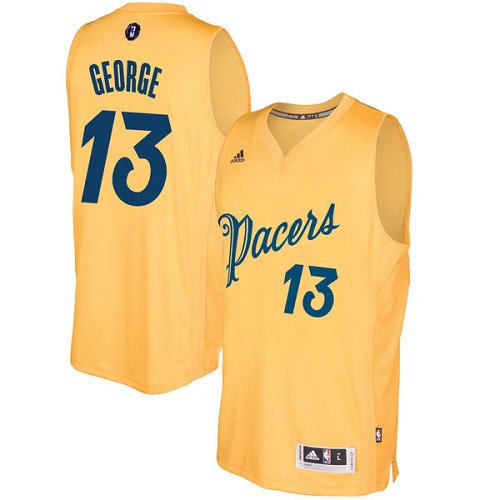 Men's Adidas Indiana Pacers #13 Paul George Authentic Gold 2016-2017 Christmas Day NBA Jersey