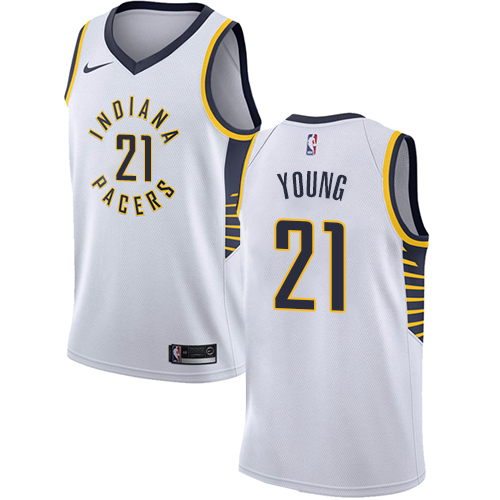 Youth Adidas Indiana Pacers #21 Thaddeus Young Authentic White Home NBA Jersey