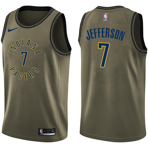 Men's Nike Indiana Pacers #7 Al Jefferson Swingman Green Salute to Service NBA Jersey