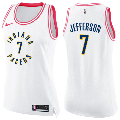 Women's Nike Indiana Pacers #7 Al Jefferson Swingman White/Pink Fashion NBA Jersey