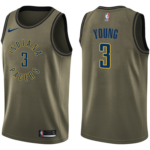 Men's Nike Indiana Pacers #3 Joe Young Swingman Green Salute to Service NBA Jersey