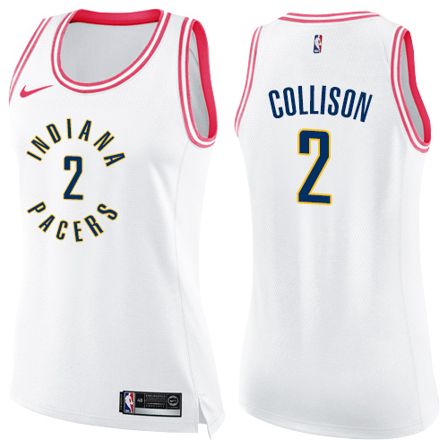Women's Nike Indiana Pacers #2 Darren Collison Swingman White/Pink Fashion NBA Jersey