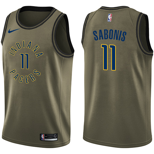 Men's Nike Indiana Pacers #11 Domantas Sabonis Swingman Green Salute to Service NBA Jersey