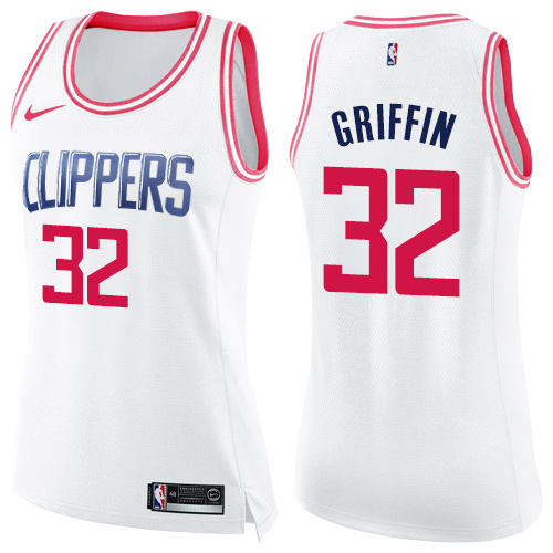 Women's Nike Los Angeles Clippers #32 Blake Griffin Swingman White/Pink Fashion NBA Jersey