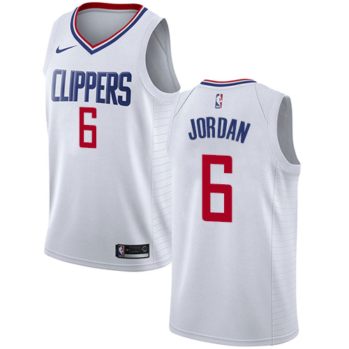Men's Adidas Los Angeles Clippers #6 DeAndre Jordan Authentic White Home NBA Jersey