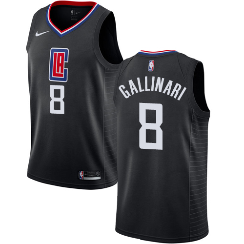 Men's Nike Los Angeles Clippers #8 Danilo Gallinari Authentic Black Alternate NBA Jersey Statement Edition