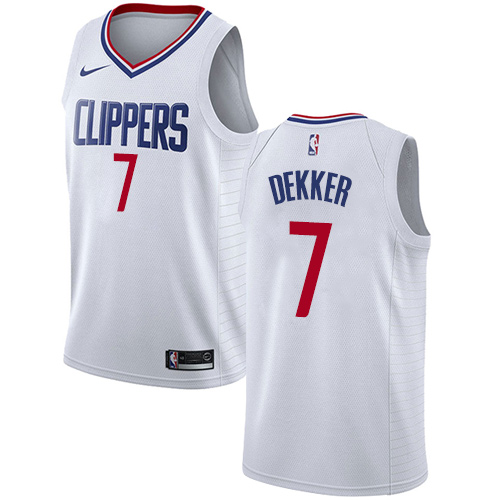 Men's Adidas Los Angeles Clippers #7 Sam Dekker Authentic White Home NBA Jersey