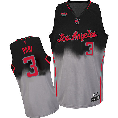 Men's Adidas Los Angeles Clippers #3 Chris Paul Swingman Black/Grey Fadeaway Fashion NBA Jersey
