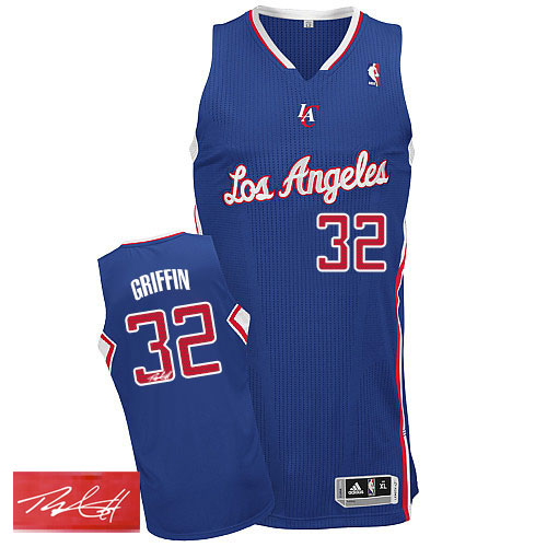 Men's Adidas Los Angeles Clippers #32 Blake Griffin Authentic Royal Blue Alternate Autographed NBA Jersey