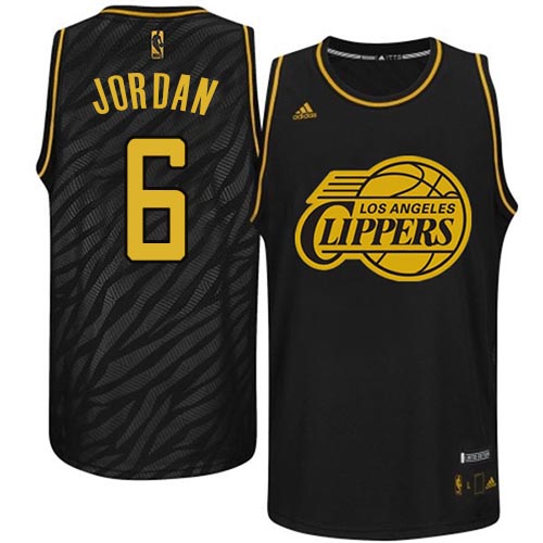 Men's Adidas Los Angeles Clippers #6 DeAndre Jordan Authentic Black Precious Metals Fashion NBA Jersey