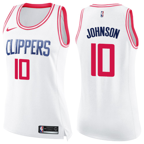 Women's Nike Los Angeles Clippers #10 Brice Johnson Swingman White/Pink Fashion NBA Jersey