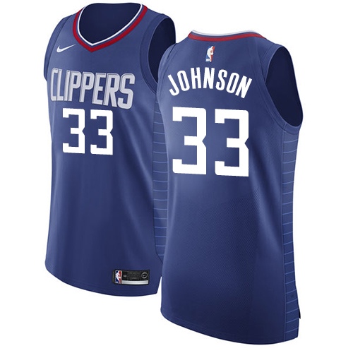 Women's Nike Los Angeles Clippers #33 Wesley Johnson Authentic Blue Road NBA Jersey - Icon Edition
