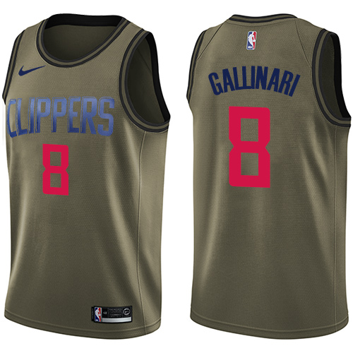 Men's Nike Los Angeles Clippers #8 Danilo Gallinari Swingman Green Salute to Service NBA Jersey