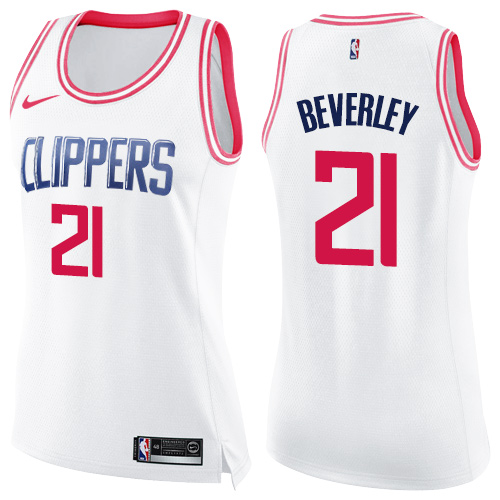 Women's Nike Los Angeles Clippers #21 Patrick Beverley Swingman White/Pink Fashion NBA Jersey