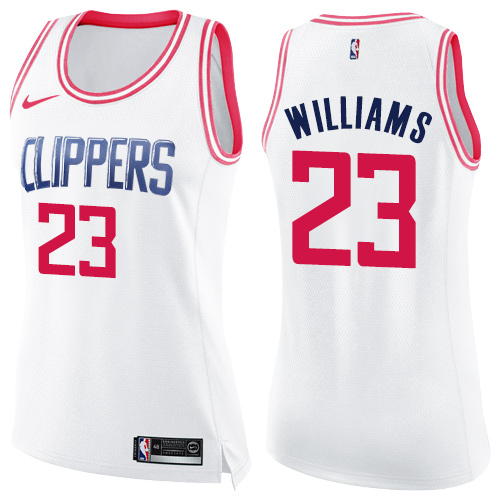 Women's Nike Los Angeles Clippers #23 Louis Williams Swingman White/Pink Fashion NBA Jersey