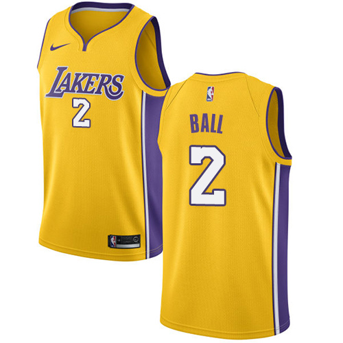 Men's Nike Los Angeles Lakers #2 Lonzo Ball Swingman Gold Home NBA Jersey - Icon Edition