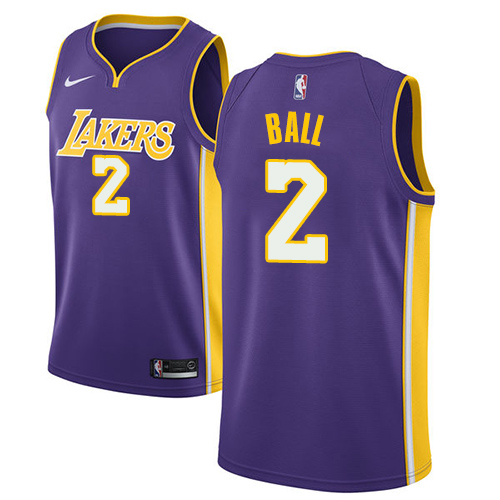 Men's Adidas Los Angeles Lakers #2 Lonzo Ball Authentic Purple Road NBA Jersey