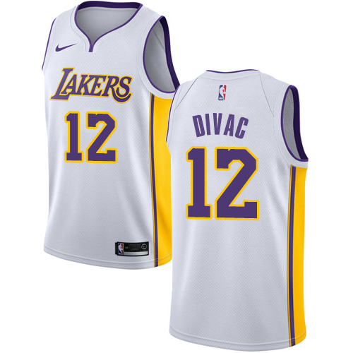 Men's Adidas Los Angeles Lakers #12 Vlade Divac Swingman White Alternate NBA Jersey