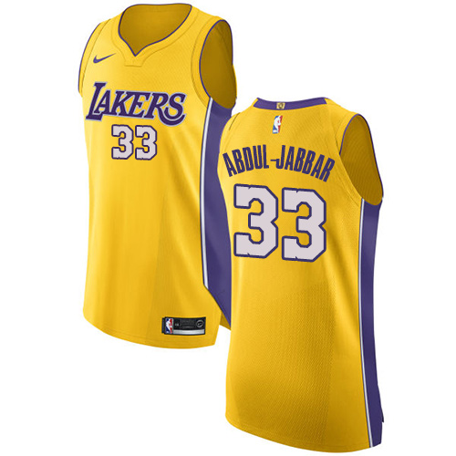 Men's Nike Los Angeles Lakers #33 Kareem Abdul-Jabbar Authentic Gold Home NBA Jersey - Icon Edition