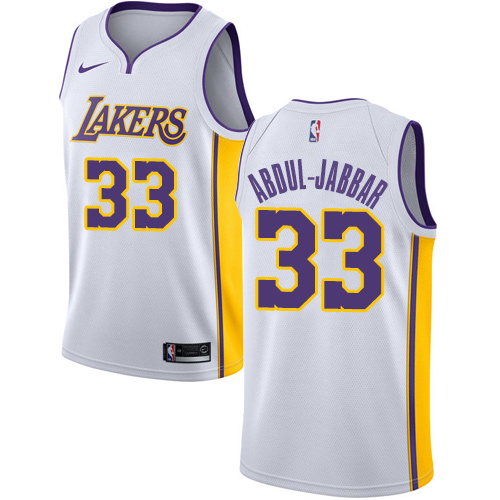 Men's Adidas Los Angeles Lakers #33 Kareem Abdul-Jabbar Swingman White Alternate NBA Jersey