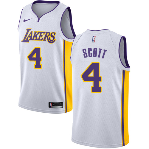 Men's Adidas Los Angeles Lakers #4 Byron Scott Authentic White Alternate NBA Jersey