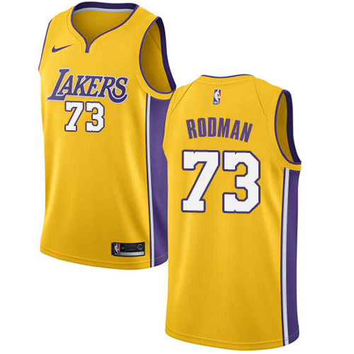 Men's Nike Los Angeles Lakers #73 Dennis Rodman Swingman Gold Home NBA Jersey - Icon Edition