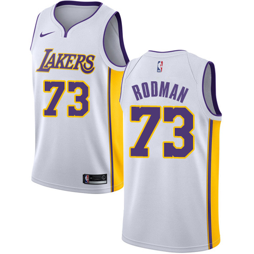Men's Adidas Los Angeles Lakers #73 Dennis Rodman Authentic White Alternate NBA Jersey