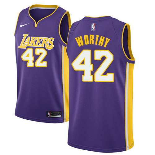 Men's Adidas Los Angeles Lakers #42 James Worthy Swingman Purple Road NBA Jersey