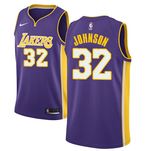 Men's Adidas Los Angeles Lakers #32 Magic Johnson Authentic Purple Road NBA Jersey