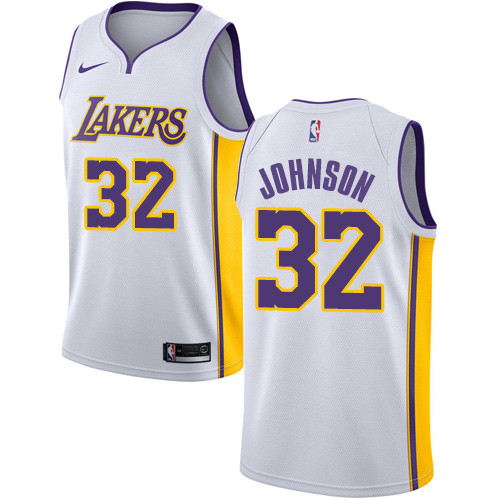 Men's Adidas Los Angeles Lakers #32 Magic Johnson Authentic White Alternate NBA Jersey