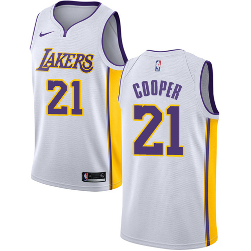 Men's Adidas Los Angeles Lakers #21 Michael Cooper Authentic White Alternate NBA Jersey