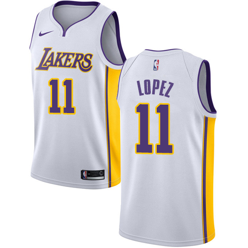 Men's Adidas Los Angeles Lakers #11 Brook Lopez Swingman White Alternate NBA Jersey