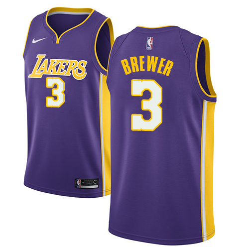 Men's Adidas Los Angeles Lakers #3 Corey Brewer Authentic Purple Road NBA Jersey