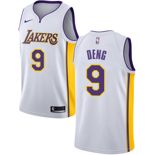 Men's Adidas Los Angeles Lakers #9 Luol Deng Swingman White Alternate NBA Jersey