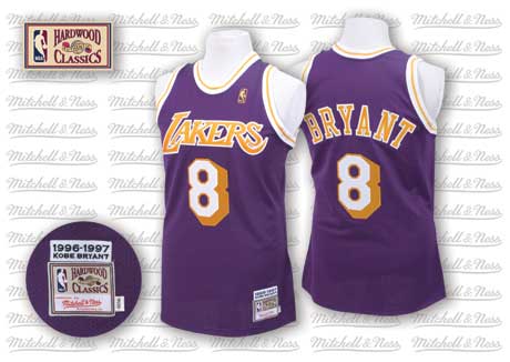 Men's Mitchell and Ness Los Angeles Lakers #8 Kobe Bryant Authentic Purple Throwback NBA Jersey