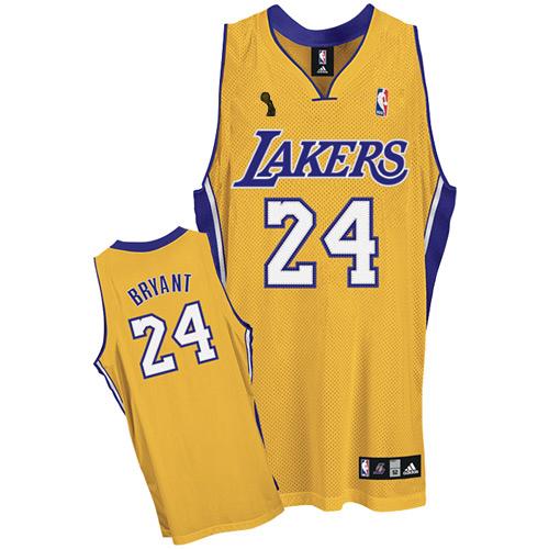 Men's Adidas Los Angeles Lakers #24 Kobe Bryant Authentic Gold Home Champions Patch NBA Jersey