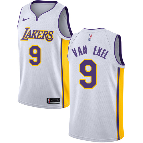 Men's Adidas Los Angeles Lakers #9 Nick Van Exel Swingman White Alternate NBA Jersey