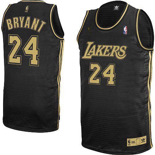 Men's Adidas Los Angeles Lakers #24 Kobe Bryant Authentic Black/Grey No. NBA Jersey