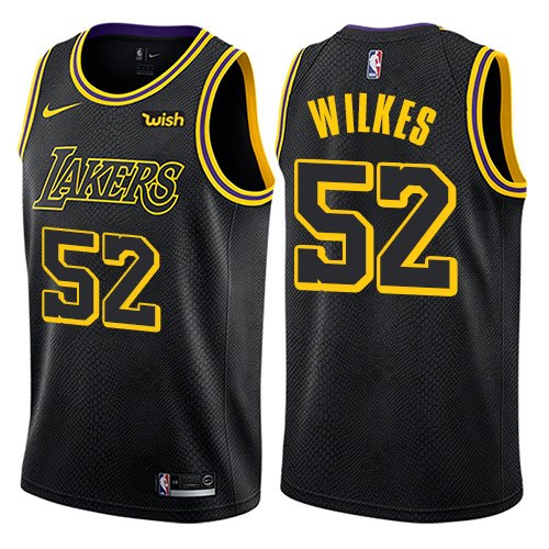 Men's Nike Los Angeles Lakers #52 Jamaal Wilkes Authentic Black City Edition NBA Jersey
