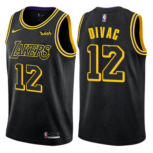 Men's Nike Los Angeles Lakers #12 Vlade Divac Authentic Black City Edition NBA Jersey