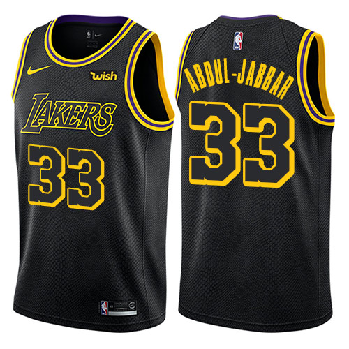 Men's Nike Los Angeles Lakers #33 Kareem Abdul-Jabbar Authentic Black City Edition NBA Jersey