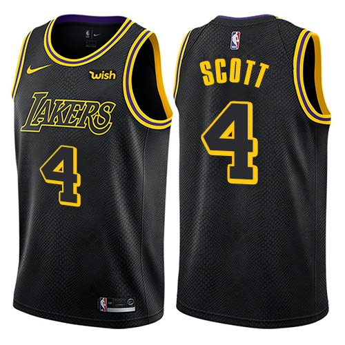 Men's Nike Los Angeles Lakers #4 Byron Scott Swingman Black City Edition NBA Jersey