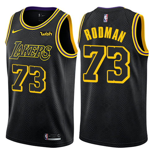 Men's Nike Los Angeles Lakers #73 Dennis Rodman Authentic Black City Edition NBA Jersey