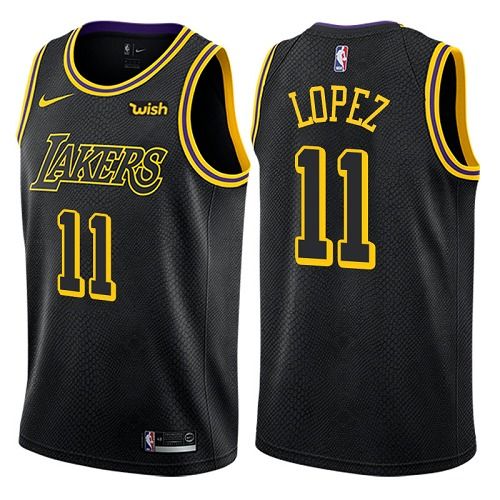 Men's Nike Los Angeles Lakers #11 Brook Lopez Authentic Black City Edition NBA Jersey
