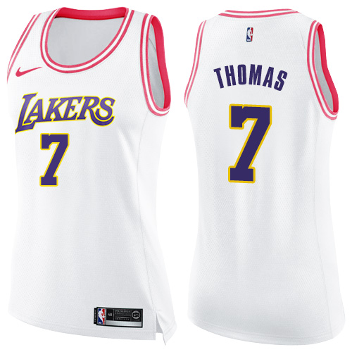 Women's Nike Los Angeles Lakers #7 Larry Nance Jr. Swingman White/Pink Fashion NBA Jersey
