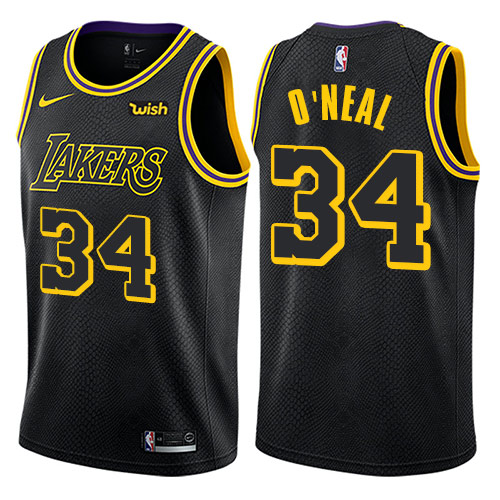 Men's Nike Los Angeles Lakers #34 Shaquille O'Neal Authentic Black City Edition NBA Jersey