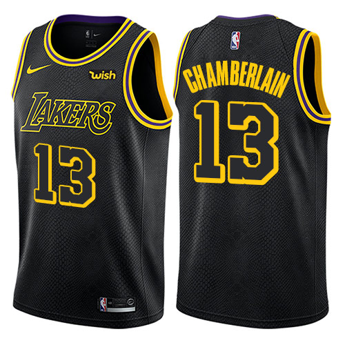 Men's Nike Los Angeles Lakers #13 Wilt Chamberlain Swingman Black City Edition NBA Jersey