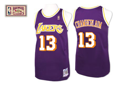 Men's Mitchell and Ness Los Angeles Lakers #13 Wilt Chamberlain Authentic Purple Throwback NBA Jersey