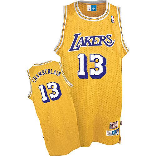 Men's Adidas Los Angeles Lakers #13 Wilt Chamberlain Authentic Gold Throwback NBA Jersey