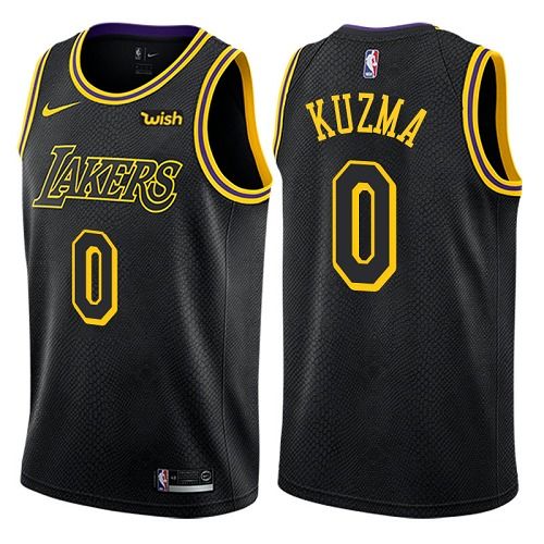 Men's Nike Los Angeles Lakers #0 Kyle Kuzma Authentic Black City Edition NBA Jersey